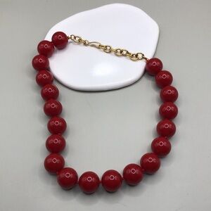 Vintage Monet chunky bead red choker collar necklace pin up statement look.